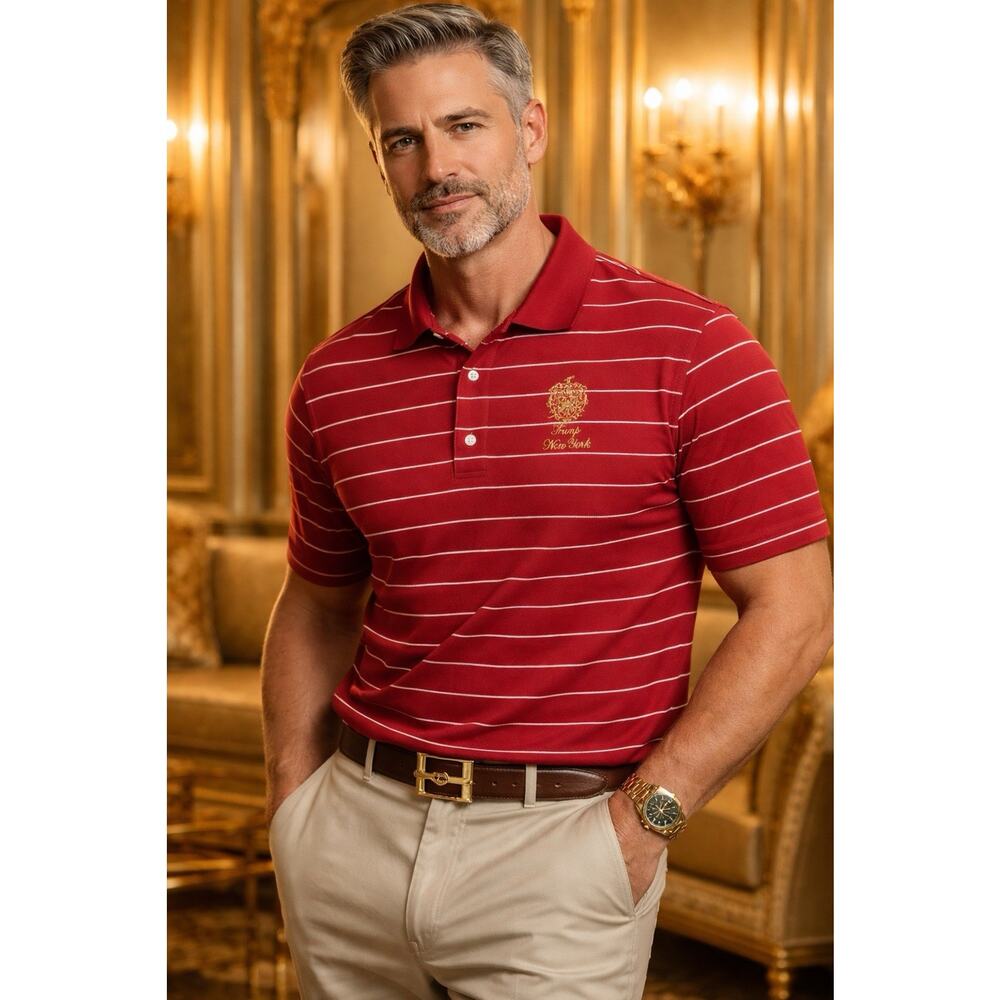 Donald Trump National NEW YORK Golf Club Gold embroidery Red Polo Men's XL